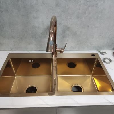 kwaliteit  Handmade Stainless Steel Kitchen Sink with Food Grade 304/316 Stainless Steel 250-300mm Bowl Depth and 1.2-2.0mm Panel Thickness fabriek