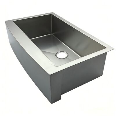 Goede prijs Europese stijl gebogen voorzijde zware single bowl boerderij wasbak in 304 roestvrij staal voor de keuken online