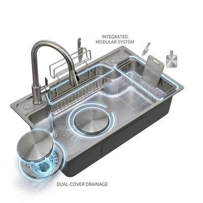 Goede prijs 30 Inch Farmhouse Apron Front Double Bowl Kitchen Sink 16 Gauge with Grids online