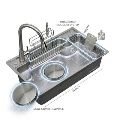 Goede prijs 34 Inch Handmade Farmhouse Single Bowl Kitchen Sink SUS304 14 Gauge with Deep Basin online