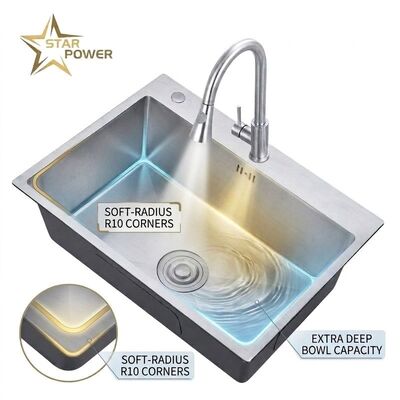 Goede prijs 25 Inch Laundry Utility Sink SUS304 20 Gauge Deep Basin with Faucet Assembly online