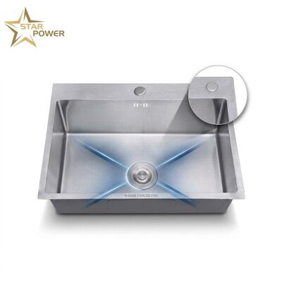 Goede prijs 27 Inch Overmount Single Bowl Kitchen Sink SUS304 18 Gauge with Drainboard online