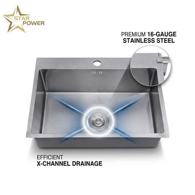 Goede prijs 23 Inch Undermount Single Bowl Kitchen Sink SUS304 18 Gauge Gunmetal PVD Finish online