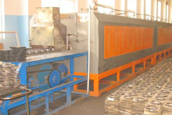 Fabriek voor machines voor de warmtebehandeling van banden met een continu mesh