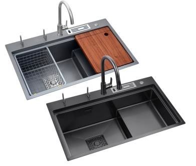 Smart Black Nano Whale Waterfall Eenvoudig slot honingraat wasbak wasbak dubbele wasbak keuken wasbak machine grote potten