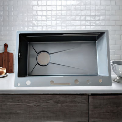 Goede prijs Ondergrondse keuken wasbak Grijze afscherming keuken wasbak 11kg roestvrij staal dubbelbakkie online