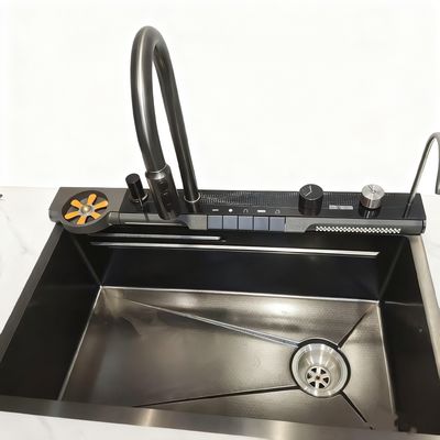 800 mm dubbele kom van roestvrij staal met een hoge boog kraan voor moderne keukens