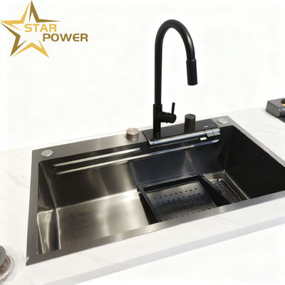 Goede prijs Keukensink van roestvrij staal van levensmiddelenkwaliteit 304/316 met 25-30 cm diep wasbak en vingerafdrukbestendige PVD-coating online