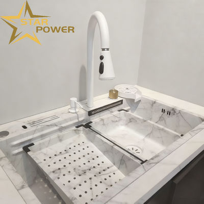 Commerciële keuken wastafel handgemaakt Duurzaam roestvrij staal Dubbele schaal met 304/316 Food Grade materiaal