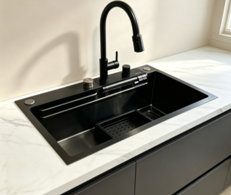 Goede prijs Schuur- / insteek-keukensink 304 roestvrij staal enkelvoudige kom keukensink.Handgepolijst roestvrij geborstelde afwerking voor moderne keukenverbouwing in huishoudens. Aanpasbare wasbakdiepte beschikbaar. Aanpasbare staalmaat beschikbaar. online