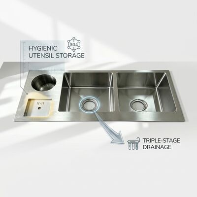 Goede prijs Ondergrondse keuken wasbak 18 Gauge 304 SS Single Bowl Keuken wasbak Gekroomde ondergrondse 1000mm 300mm Extra-diepe wasbak online