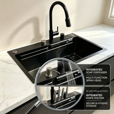 Goede prijs Onderbouw spoelbak 304 roestvrij staal enkele spoelbak keuken spoelbak geborsteld onderbouw 600 mm 9 inch diepe bak | Aangepaste bakdiepte beschikbaar | Aangepaste staaldikte beschikbaar online