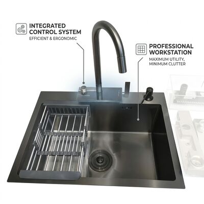 Goede prijs Ondergrondse keuken wasbak 316 roestvrij staal Eén bakke keuken wasbak geborstelde ondergrondse 800mm 220mm diepe wasbak online