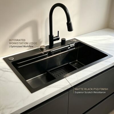 Goede prijs Chrome-Plated 316 Stainless Steel Single Bowl Kitchen Sink Undermount 800mm 220mm Deep Basin online