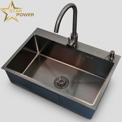 Goede prijs SUS304 Kookbak van roestvrij staal met gunmetal PVD-afwerking en 10 inch extra diep wasbak online
