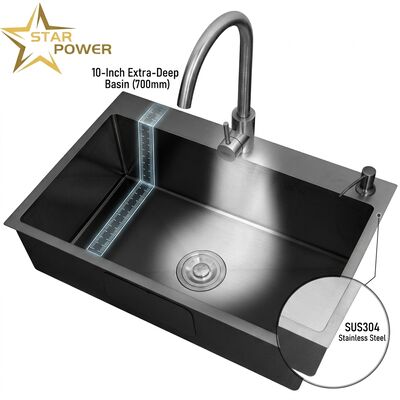 Goede prijs 316 roestvrij staal gelijk dubbel kom keuken wasbak nano-gecoat drop-in 800mm 220mm diep bekken online