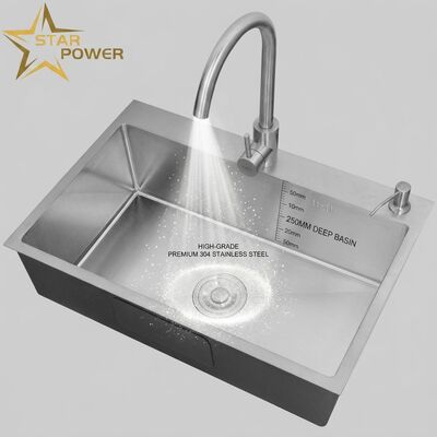 Goede prijs Bovenmontage / Inbouw spoelbak Voedselkwaliteit 304 RVS Dubbele spoelbak Keukenspoelbak Gepolijste bovenmontage 900 mm 250 mm diepe spoelbak | Aangepaste spoelbakdiepte beschikbaar | Aangepaste staaldikte beschikbaar online