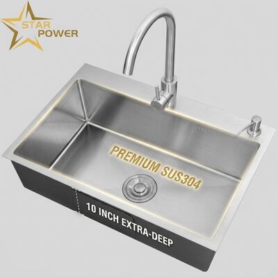 Goede prijs Onderbouw spoelbak keuken SUS304 roestvrij staal enkele spoelbak keuken spoelbak chroom afwerking onderbouw 700 mm 10-inch extra diepe spoelbak | Aangepaste spoelbakdiepte beschikbaar | Aangepaste staaldikte beschikbaar online