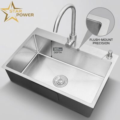 Goede prijs Inbouw / Verzonken Keuken Zink 18-Gauge 304 SS Hoofd & Hulp Spoelbak Goudkleurige Inbouw 1000mm 300mm Extra-Diepe Bak | Aangepaste Bakdiepte Beschikbaar | Aangepaste Staaldikte Beschikbaar online