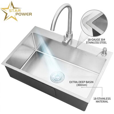 Goede prijs Ondergrondse keuken wasbak 18 Gauge 304 SS Single Bowl Keuken wasbak Gekroomde ondergrondse 1000mm 300mm Extra-diepe wasbak online