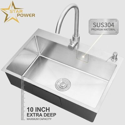Goede prijs Bovenmontage / Inbouw Spoelbak SUS304 Roestvrij Staal Gelijk Dubbele Spoelbak Keukenspoelbak Handgepolijste Inbouw 700mm 10-Inch Extra-Diepe Kuip | Aangepaste Kuipdiepte Beschikbaar | Aangepaste Staaldikte Beschikbaar online