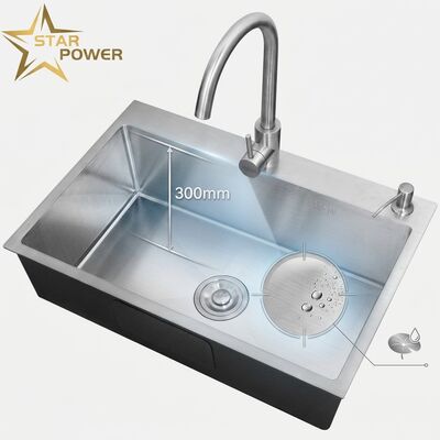 Goede prijs Bovenmontage / Inbouwspoelbak 18-Gauge 304 SS Gelijk Dubbele Spoelbak Keukenspoelbak Nano-Coated Inbouw 1000 mm 300 mm Extra Diepe Kuip | Aangepaste Kuipdiepte Beschikbaar | Aangepast Staaldikte Beschikbaar online