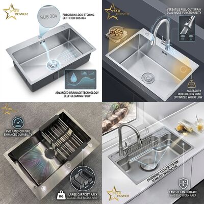 Goede prijs Inbouw spoelbak 304 roestvrij staal dubbele spoelbak keuken 33x22 inch, 50/50 verdeling, ingebouwd afdruiprek en zeef online
