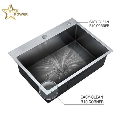 Goede prijs 16 Gauge 304 roestvrij staal diepe enkele schaal drop-in keuken wastafel 30x18 inch, 10 inch bekken diepte, geborstelde afwerking online