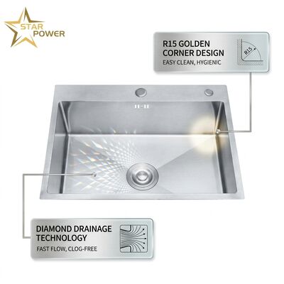 Goede prijs Handgemaakte 304 Roestvrij Staal Drop-in Keuken Zink 33x22 Inch Dubbele Kom, Satijn Afwerking, R15 Afgeronde Hoeken 18 Gauge online