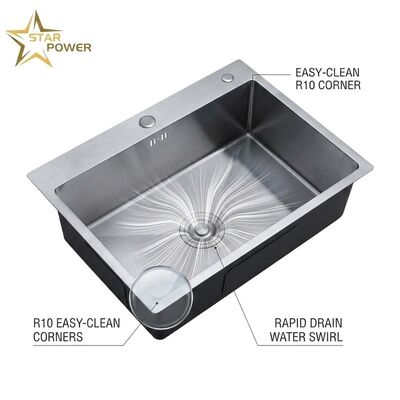 Goede prijs 16 Gauge 304 Stainless Steel Workstation Kitchen Sink 33x22 Inch 10 Inch Deep Basin Brushed Finish Drop-in online