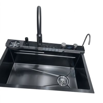 Goede prijs PVD Gunmetal 33x22 Undermount Double Bowl Kitchen Sink SUS304 Handmade 18 Gauge online