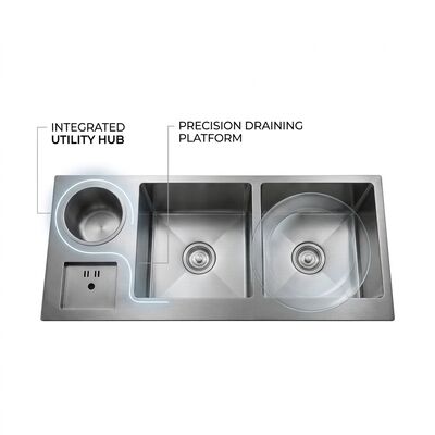 Goede prijs Farmhouse 28x19 Workstation Kitchen Sink SUS304 16 Gauge with Cutting Board online