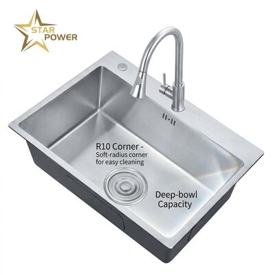 Goede prijs Nano Black 31x20 Undermount Handmade Kitchen Sink SUS304 Single Bowl 18 Gauge online