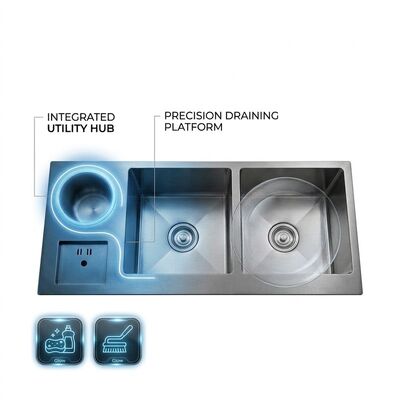 Goede prijs 36 Inch PVD Gold Single Bowl Farmhouse Workstation Kitchen Sink SUS304 16 Gauge online