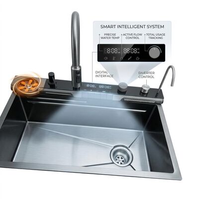 Kwaliteit 26 Inch RV Camper Van Single Bowl Sink SUS304 20 Gauge with Foldable Faucet fabriek